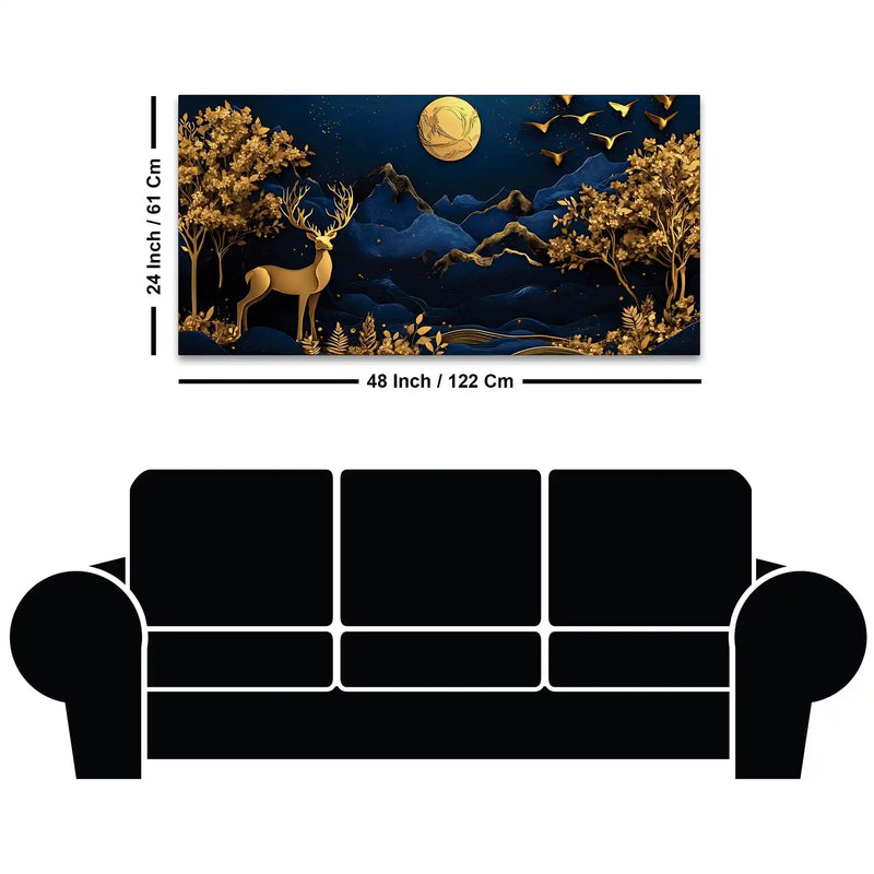 Luxury Nature Deer Canvas Painting for Decoration