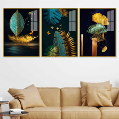 Luxury Nature Inspired Acrylic Painting Set of 3
