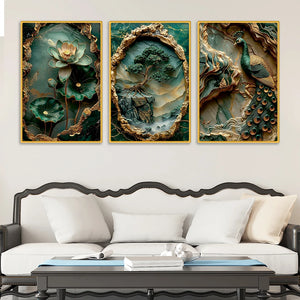 Luxury Nature Inspired Canvas Wall Painting Set of Three