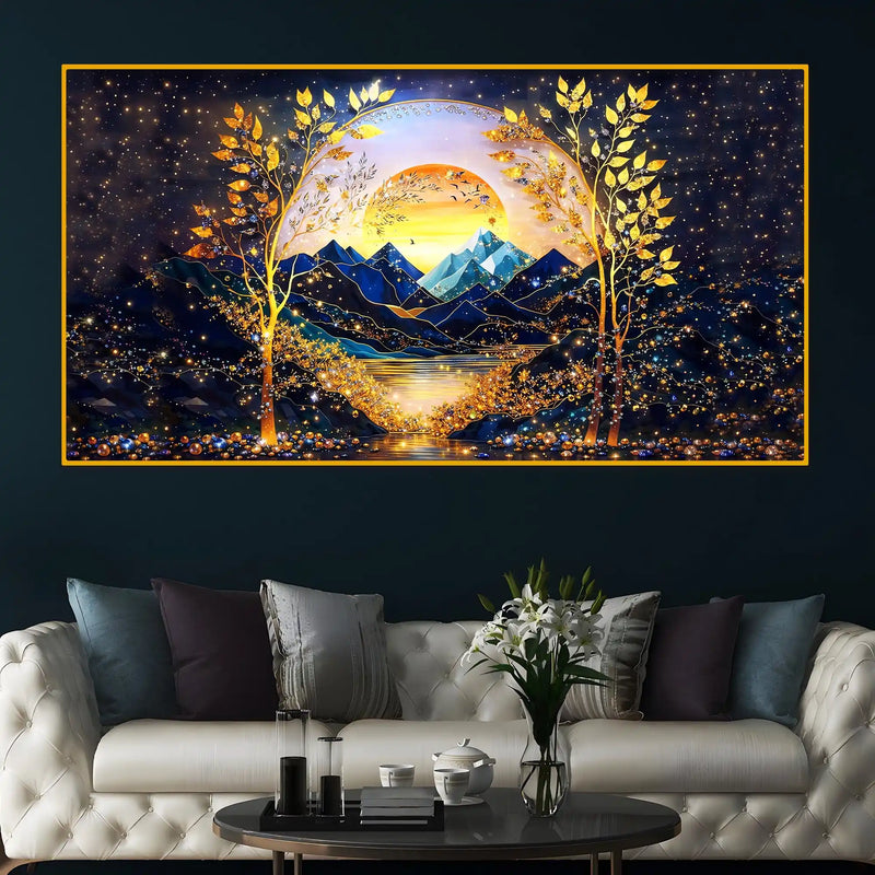 Luxury Nature Inspired Crystal Glass Wall Painting