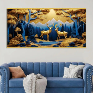 Luxury Nature Inspired Deer Canvas Wall Painting