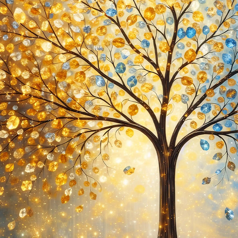 Luxury Nature Tree Crystal Glass Wall Painting
