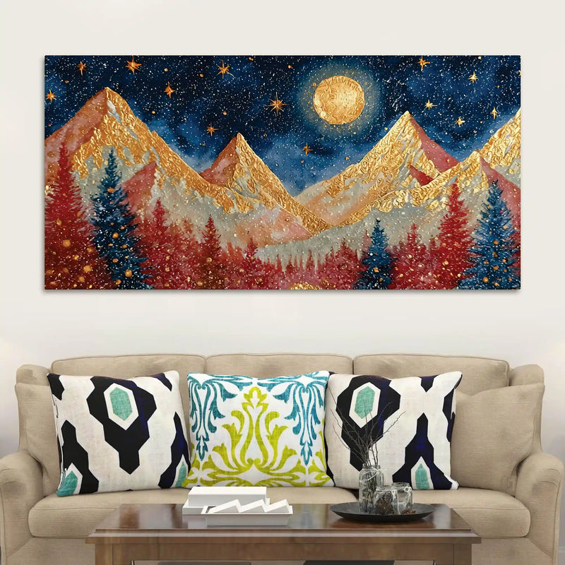 Luxury Night Sky Canvas Painting for Modern Wall