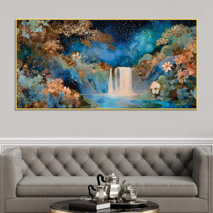 Luxury Night Waterfall Canvas Painting for Home & Office