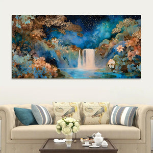 Luxury Night Waterfall Canvas Painting for Home & Office