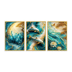 Luxury Ocean Wave Canvas Wall Decor Painting Set of Three