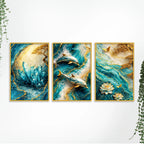 Luxury Ocean Wave Canvas Wall Decor Painting Set of Three
