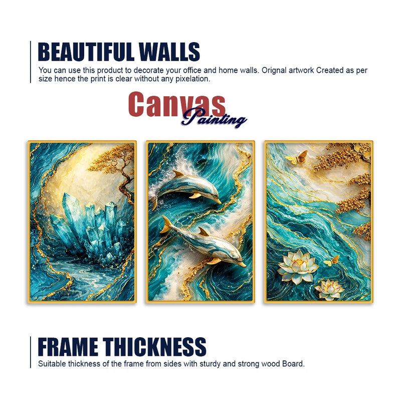 Luxury Ocean Wave Canvas Wall Decor Painting Set of Three