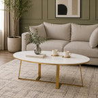 Luxury Oval Marble Center Table for Living Room Spaces