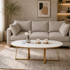 Luxury Oval Marble Center Table for Living Room Spaces