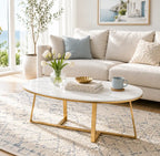 Luxury Oval Marble Center Table for Living Room Spaces