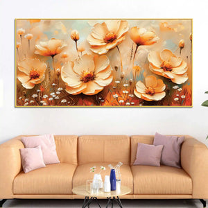 Luxury Peach Blossom Floral Canvas Wall Painting