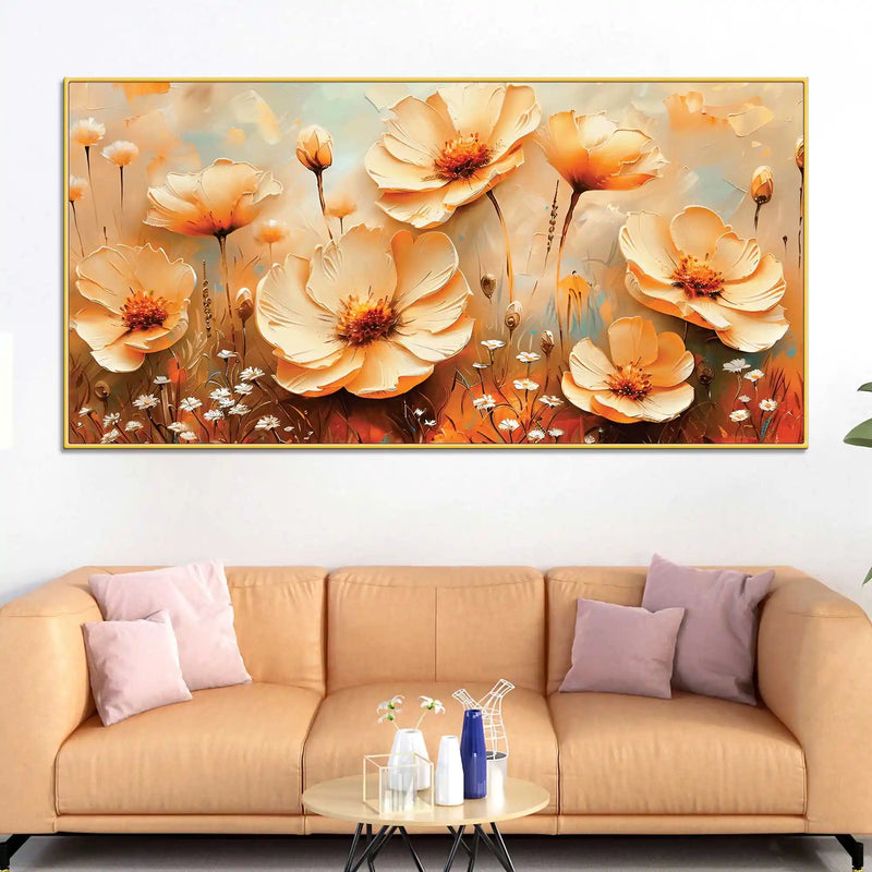 Luxury Peach Blossom Floral Canvas Wall Painting