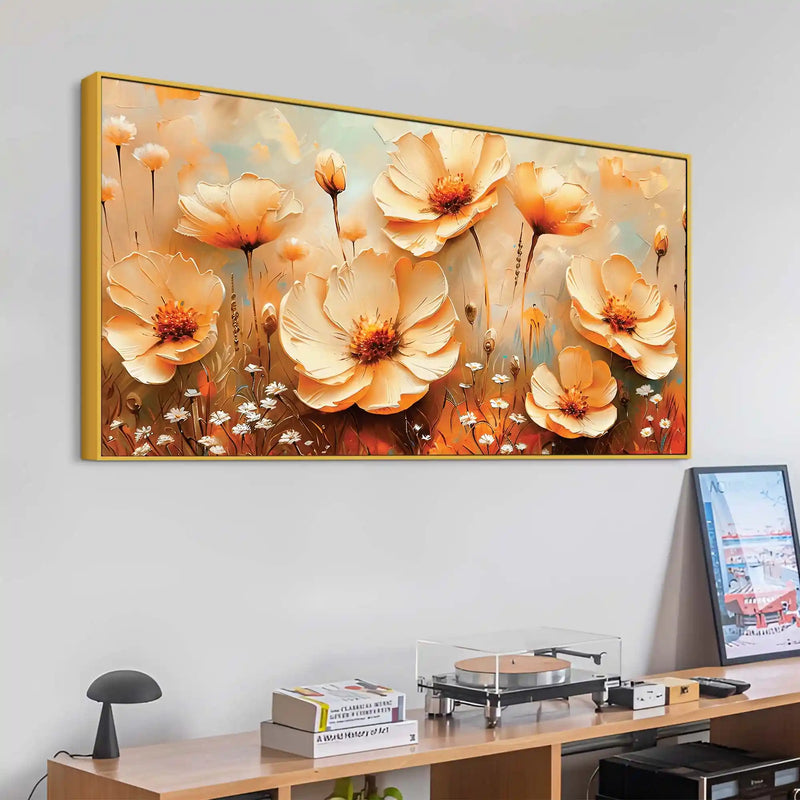 Luxury Peach Blossom Floral Canvas Wall Painting
