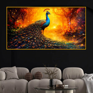 Luxury Peacock Crystal Glass Artwork Elegant Wall Painting