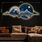 Luxury Pine Mountain Art Premium Crystal Glass Backlit LED Painting