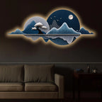 Luxury Pine Mountain Art Premium Crystal Glass Backlit LED Painting