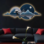 Luxury Pine Mountain Art Premium Crystal Glass Backlit LED Painting