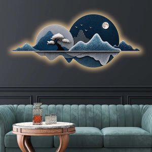 Luxury Pine Mountain Art Premium Crystal Glass Backlit LED Wall Art