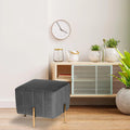 Luxury Pouffe Stool Ottoman in Soft Grey with Golden Touch