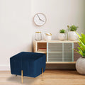 Luxury Pouffe Stool Ottoman in Soft Rich Blue with Golden Touch