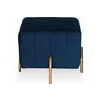 Luxury Pouffe Stool Ottoman in Soft Rich Blue with Golden Touch