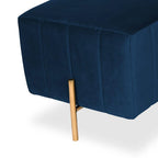 Luxury Pouffe Stool Ottoman in Soft Rich Blue with Golden Touch