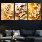 Luxury Prosperity Koi Fish Floating Acrylic Painting Set of 3