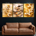 Luxury Prosperity Koi Fish Floating Acrylic Painting Set of 3