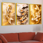 Luxury Prosperity Koi Fish Floating Acrylic Painting Set of 3