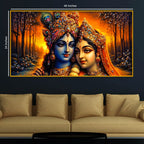 Luxury Radha Krishna Crystal Glass Wall Art Spiritual Painting