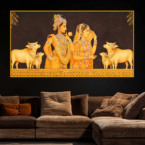 Luxury Radha Krishna Crystal Glass Wall Painting for Temple Theme Decor