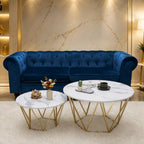 Luxury Round Marble Top Metal Coffee Table Duo