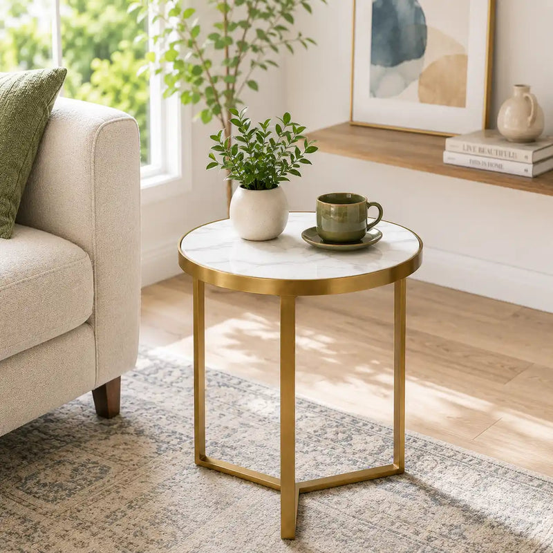 Luxury Round Marble Top Side Table