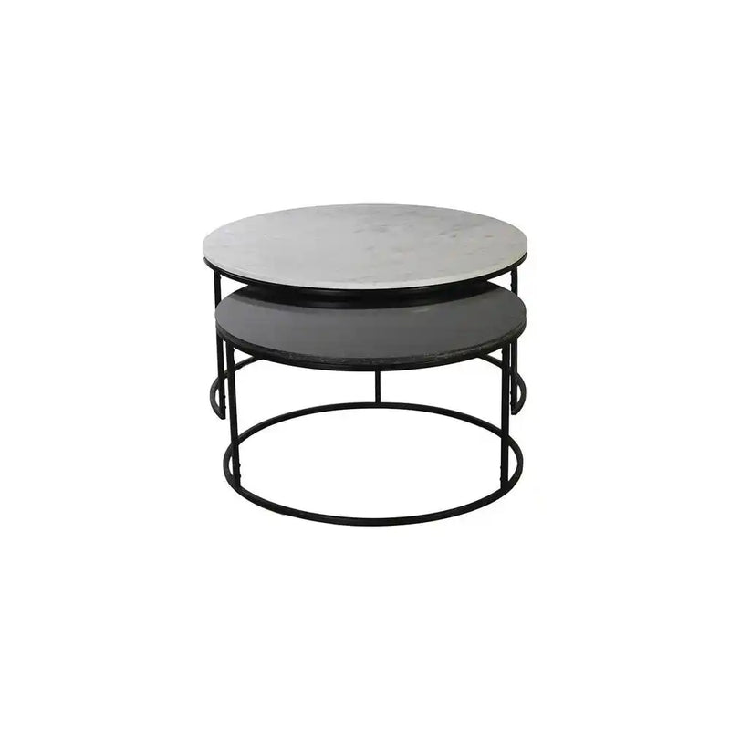 Luxury Round Nesting Coffee Table Set with Marble Top