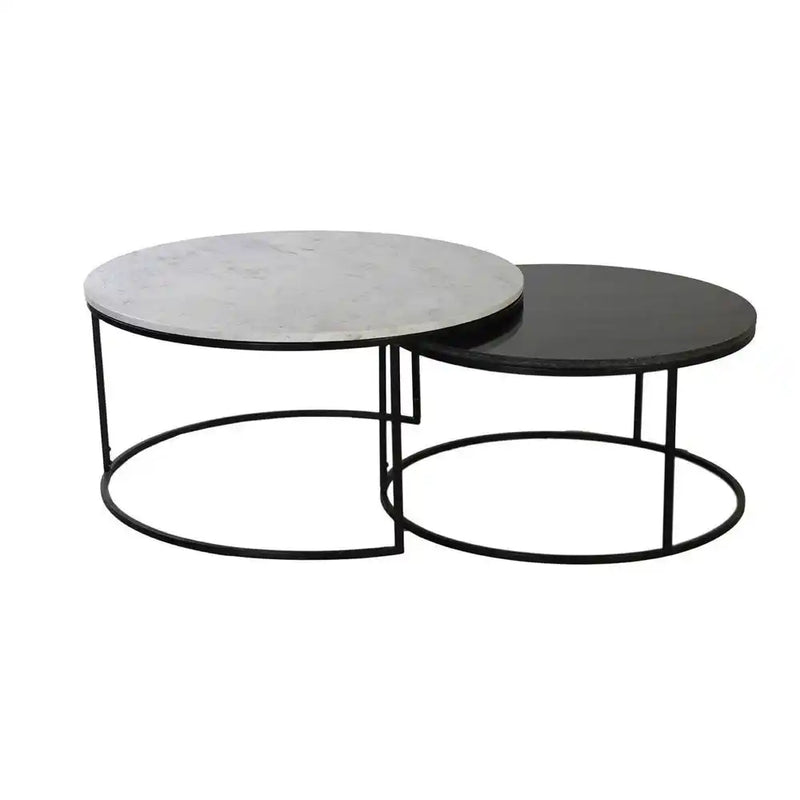 Luxury Round Nesting Coffee Table Set with Marble Top
