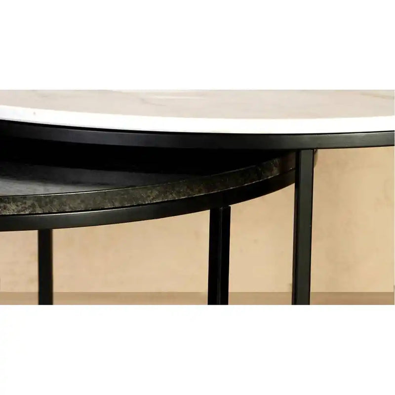 Luxury Round Nesting Coffee Table Set with Marble Top