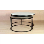 Luxury Round Nesting Coffee Table Set with Marble Top