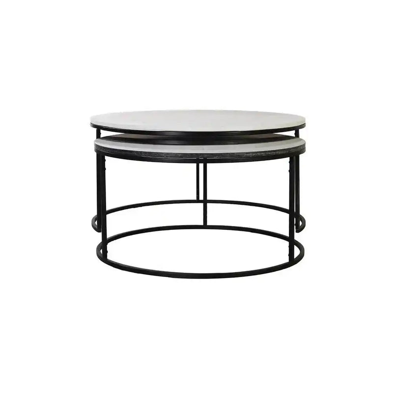 Luxury Round Nesting Coffee Table Set with Marble Top