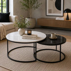 Luxury Round Nesting Coffee Table Set with Marble Top