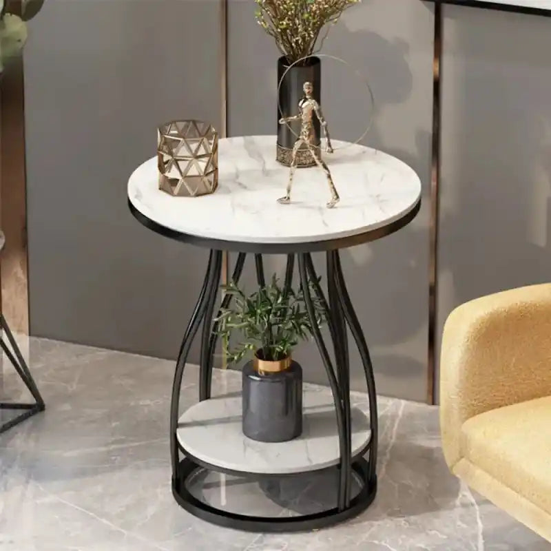 Luxury Round Side Table with Marble Top for Small Spaces