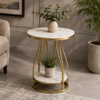 Luxury Round Side Table with Marble Top for Small Spaces
