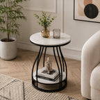 Luxury Round Side Table with Marble Top for Small Spaces