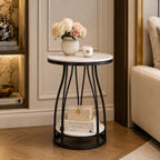 Luxury Round Side Table with Marble Top for Small Spaces