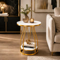 Luxury Round Side Table with Marble Top for Small Spaces