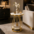 Luxury Round Side Table with Marble Top for Small Spaces