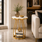 Luxury Round Side Table with Marble Top for Small Spaces