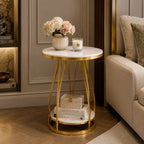 Luxury Round Side Table with Marble Top for Small Spaces