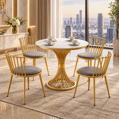 Luxury Round Table Set with 4 Chairs | Modern Home & Café Furniture