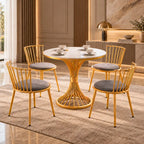 Luxury Round Table Set with 4 Chairs | Modern Home & Café Furniture